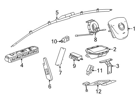 2013 Cadillac XTS Air Bag Components Side Sensor Diagram for 13504470