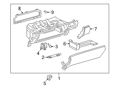 2020 Lexus UX250h Glove Box STOPPER Sub-Assembly, Gl Diagram for 55054-76020