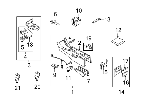 2010 Infiniti G37 Heated Seats Console Assembly Center Diagram for 96910-3WJ7A