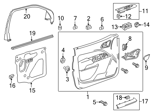 2017 GMC Canyon Front Door Switch Panel Diagram for 23474334
