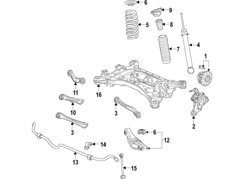 2020 Acura RDX Rear Suspension Components, Lower Control Arm, Upper Control Arm, Stabilizer Bar Sleeve, Rear Diagram for 52688-TJB-A02