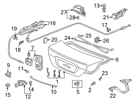 2004 Honda Civic Trunk Weatherstrip, Trunk Lid Diagram for 74865-S5P-A01