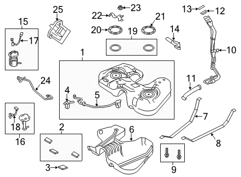 2018 Ford Taurus Fuel System Components Tank Strap Diagram for DA5Z-9054-A