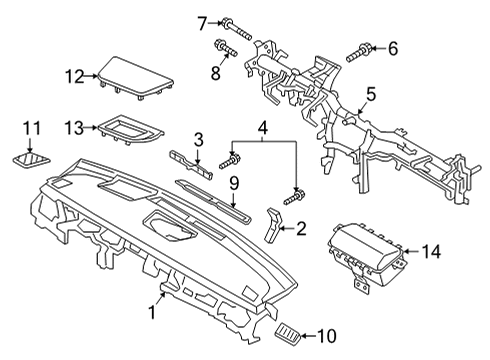 2021 Genesis G90 Cluster & Switches, Instrument Panel Grille Assembly-Ctr Speaker Diagram for 84715-D2000-NBD