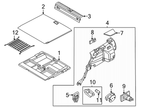 2022 Hyundai Tucson Interior Trim - Rear Body Net Assembly-Luggage Floor Diagram for 85720-2W900