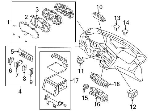 2012 Kia Optima Cluster & Switches, Instrument Panel Control Assembly-Heater Diagram for 972502T111MB2