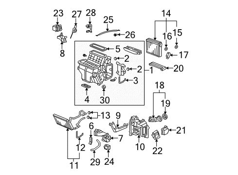 2007 Acura MDX Heater Core & Control Valve Motor Assembly, Temp A Diagram for 79170-SZA-305
