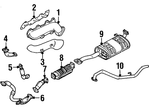 1995 Isuzu Trooper Exhaust Components, Exhaust Manifold Gasket, Exhuast Manifold Diagram for 8-94323-173-0