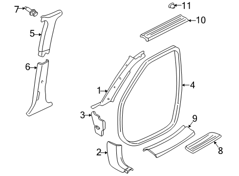 1999 Nissan Quest Interior Trim - Pillars, Rocker & Floor Garnish Assy-Front Pillar, RH Diagram for 76911-7B003