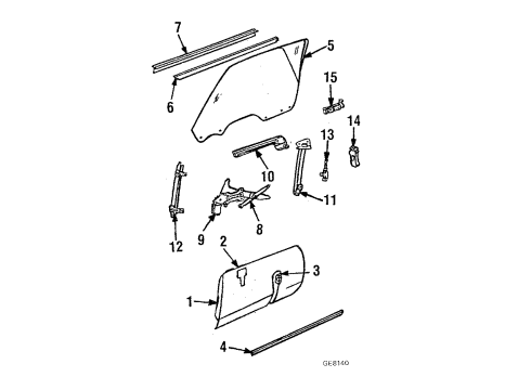 1984 GMC Caballero Door & Components, Glass & Hardware, Lock & Hardware Hge Asm Diagram for 20323900