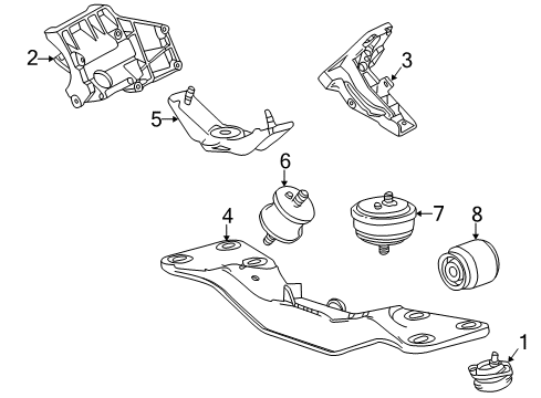 1995 BMW 740i Engine & Trans Mounting Engine Mount With Flange Right Diagram for 22111141792