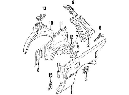 1993 Geo Storm Quarter Panel & Components Door, Fuel Tank Filler Diagram for 97035861