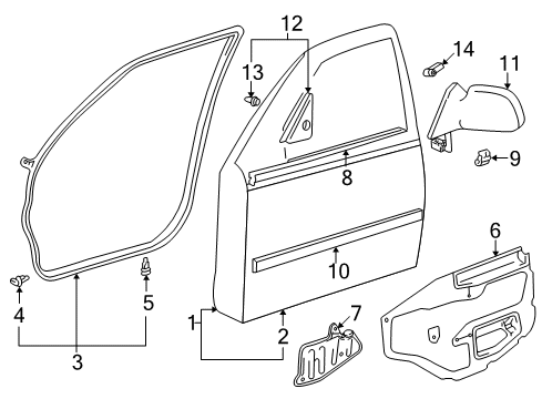 1998 Toyota Corolla Front Door & Components, Outside Mirrors, Exterior Trim Driver Side Mirror Assembly Outside Rear View Diagram for 87940-02190-E0