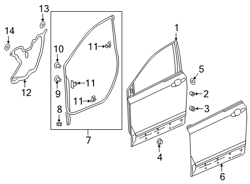 2017 Honda CR-V Front Door Weatherstrip, L. FR. Door Diagram for 72350-TLA-A01