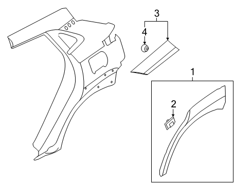 2022 Hyundai Kona Exterior Trim - Quarter Panel Garnish Assembly-Quarter Side, LH Diagram for 87741-J9000-CA