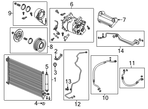 2013 Acura ILX A/C Condenser, Compressor & Lines Pipe, Receiver Diagram for 80341-TX6-A02