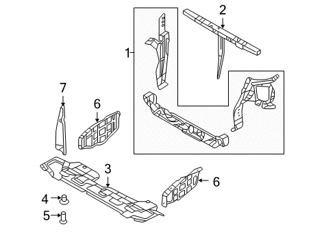 2008 Hyundai Entourage Radiator Support, Splash Shields Panel Complete-Radiator Support Diagram for 64100-4J010