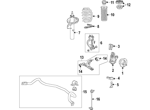 2018 Buick Cascada Front Suspension Components, Lower Control Arm, Stabilizer Bar Strut Mount Diagram for 22809842