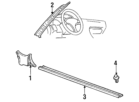 1993 Nissan 240SX Interior Trim - Pillars, Rocker & Floor Clip-Trim Diagram for 01553-06161