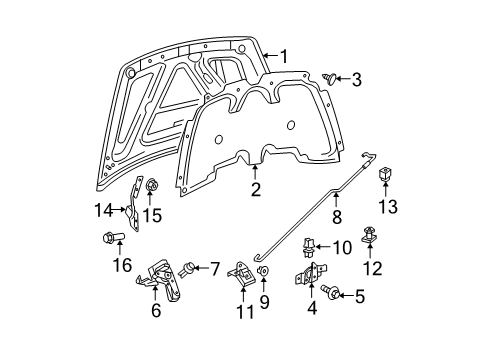 2005 Dodge Durango Hood & Components Hood Latch Diagram for 55362549AH