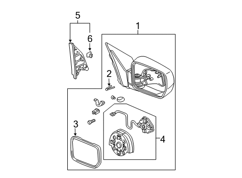 2007 Honda Pilot Mirrors Mirror Sub-Assembly, Driver Side (Flat) (Heated) Diagram for 76253-S9V-C01
