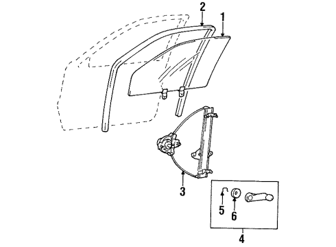 1999 Hyundai Accent Front Door - Glass & Hardware Glass & Grip Assembly-Front Door, R Diagram for 82420-22000