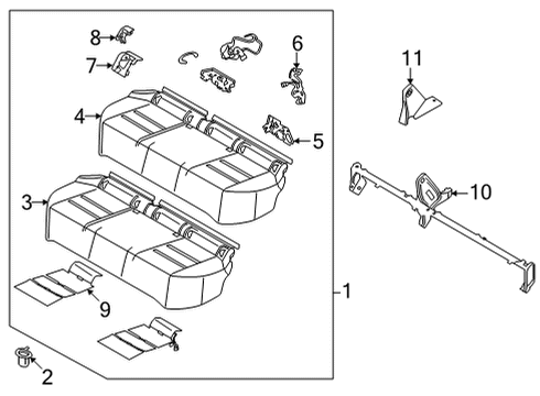 2021 Nissan Rogue Rear Seat Components Pad-Rear Seat Cushion Diagram for 89307-6RE1B