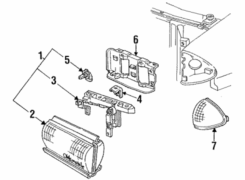 1992 Oldsmobile 98 Headlamps Lens & Housing Asm, Headlamp(LH) Diagram for 16515651