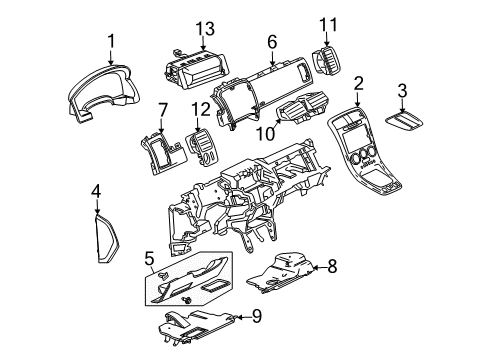 2006 Pontiac Torrent Cluster & Switches, Instrument Panel Outlet Asm-Instrument Panel Outer Air *Silver Metal Diagram for 15264994