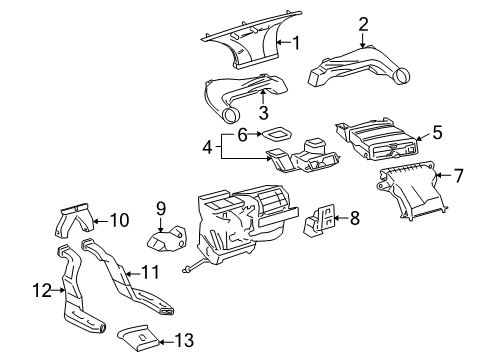 2011 Toyota Yaris Ducts Defroster Duct Diagram for 55950-52140