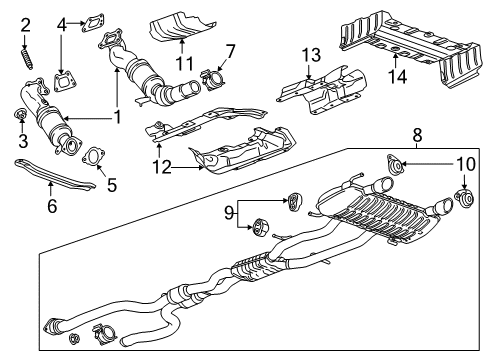 2018 Cadillac CTS Turbocharger Converter & Pipe Diagram for 22956560