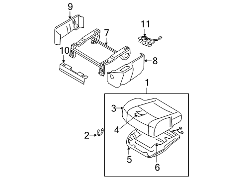 2005 Nissan Quest Front Seat Components Cushion Assembly - Front Seat Diagram for 87350-ZF060