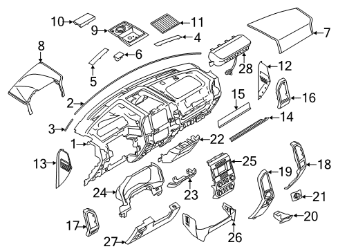2018 Ford F-150 Instrument Panel Components Trim Cover Diagram for FL3Z-15043C54-AF