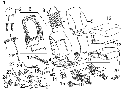 2015 Chevrolet Cruze Passenger Seat Components Cushion Cover Diagram for 95086340