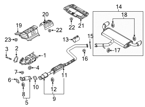 2018 Hyundai Elantra GT Exhaust Components Rear Muffler Assembly Diagram for 28710-G3410