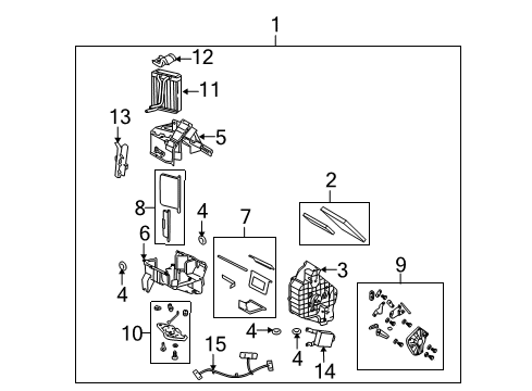 2001 Kia Spectra Heater Core & Control Valve Heater Unit Diagram for 1K2A161130A