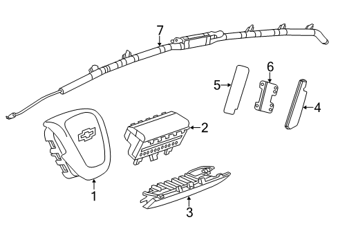 2013 Chevrolet Sonic Air Bag Components Passenger Inflator Module Diagram for 42647096