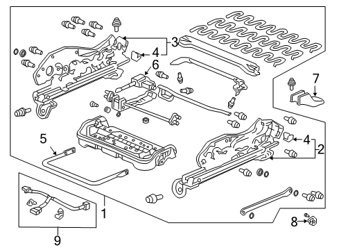 2005 Honda Accord Tracks & Components Adjuster, L. Slide (Inner) Diagram for 81670-SDN-A31