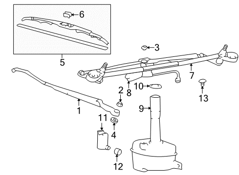 2001 Kia Optima Wiper & Washer Components Windshield Washer Motor & Pump Assembly Diagram for 98510-34000