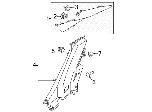 2019 Hyundai Accent Interior Trim - Quarter Panels Trim Assembly-Rear Wheel House LH Diagram for 85890-J0000-TRY