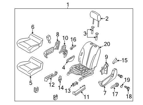 2017 Chevrolet City Express Driver Seat Components Handle Cap Diagram for 19317582