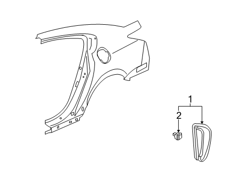 2014 Acura TL Exterior Trim - Quarter Panel Garnish Assembly, Left Rear Pillar (Black Gloss 80) Diagram for 75444-TK4-A01ZA