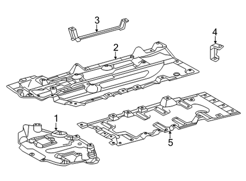 2022 Toyota Mirai Under Cover & Splash Shields Floor Cover Mount Bracket Diagram for 51425-62010