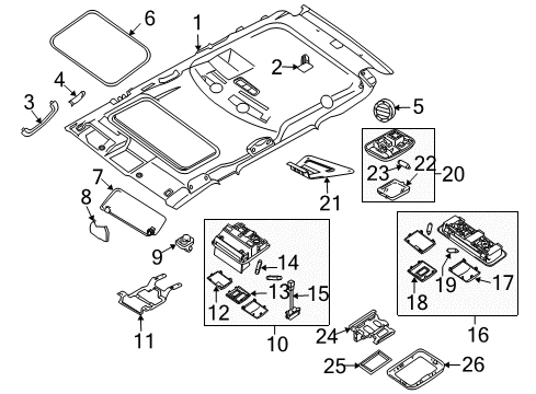 2005 Nissan Pathfinder Interior Trim - Roof Room Lamp Assy Diagram for 26410-7S12A