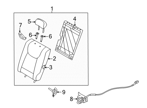 2011 Hyundai Elantra Rear Seat Components Back Assembly-RR Seat LH Diagram for 89300-3X310-PBK