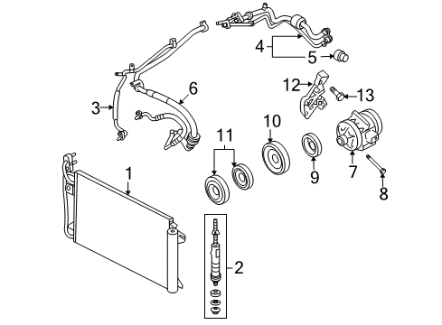 2006 Lincoln Zephyr A/C Condenser, Compressor & Lines Clutch Coil Diagram for 6E5Z-19D798-AA