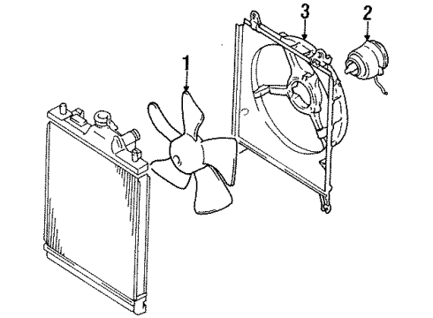 1997 Geo Metro Cooling System, Radiator, Water Pump, Cooling Fan Shroud, Radiator Fan Diagram for 91171197