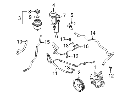 2004 BMW 645Ci P/S Pump & Hoses, Steering Gear & Linkage Return Pipe Diagram for 32416767637
