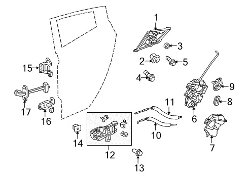 2013 Acura ZDX Rear Door Handle Assembly, Left Rear Door (Outer) Diagram for 72680-SZN-A02
