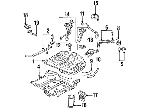 1996 Honda Accord Fuel System Components Canister Assembly Diagram for 17011-SV1-L31